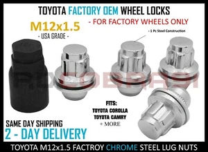 4PC+ 1Key Chrome Wheel Locks for 2005+ Toyota Camry SE-R Corolla Models - Picture 1 of 4