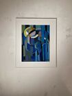 1950 E. Whisle 2/2 Peinture Gouache Expressionniste Abstrait Forme-Libre Cubiste