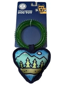 Life is Good TPR & Oxford Dog Toy NWT Heart Mountains Gift Puppy Pet Blue Green - Picture 1 of 7