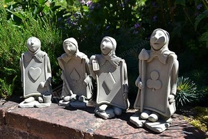 Trumps A Full Set  of 4 Alice in Wonderland Stone Garden Ornament