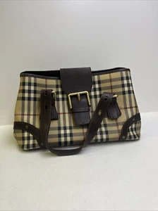 BURBERRY HAYMARKET CHECK SMALL HANDBAG / SHOULDER BAG BUCKLE SATCHEL - Picture 1 of 9
