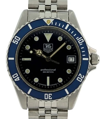 Tag Heuer 37mm relógio de mergulho masculino mostrador azul série 1000 pulseira Jubileu! 980.613 B! - Imagem 1 de 4