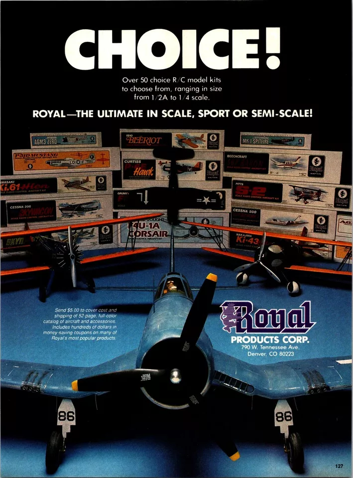 Royal RC Aircraft Kits Vintage 1990 Print Ad Wall Decor - Image 1 of 1