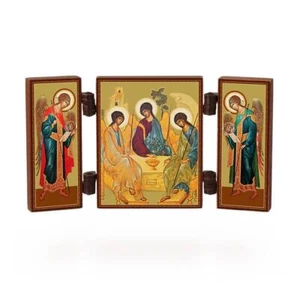 Ikone - Heilige Dreifaltigkeit christliche reise Altar Triptychon Andrej Rubljow - Picture 1 of 3