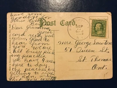 Post stamps 1 C Benjamin Franklin Postcard Cathedral, NY, dated 1909 - Image 1 of 3