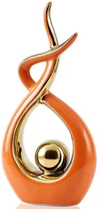 Große orange moderne abstrakte Kunst Keramik Statue Wohndeko Geschenk Tisch Herzstück - Bild 1 von 5