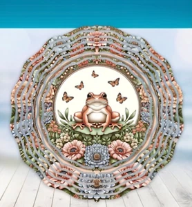 Frog and Butterflies 10" Wind Spinner - Picture 1 of 1