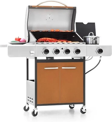 BBQ Grill 4 Burner with Side Burner Stainless Steel Propane Gas Barbeque Grill - Image 1 of 4
