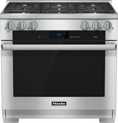 Miele HR19342DF 36 英寸不锈钢 6 燃烧器专业风格双燃料范围全新带盒 #134358 MPA — 第 1/4 张图片