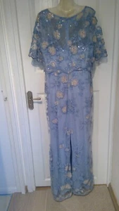 ADRIANNA PAPELL Kleid Gr. 14 blau & beige Spitze komplett gefüttert - Bild 1 von 10