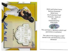 SLADE WILKS 1/1 AUTO 2019 LEAF PERFECT GAME METAL PROOF GOLD AUTO SOUTHERN MISS