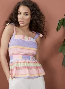 New York & Company Pink Square Neck Tie Linen Blend Women’s Size 2XL NWT - Picture 1 of 6