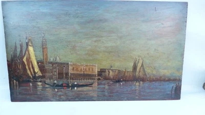ancienne peinture surbois venise dansle gout alexei petrovicth bogolioubov - Photo 1/4