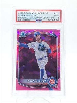 WILFRI DE LA CRUZ 2025 BOWMAN CROMO ZAFIRO 1ª PADPARADSCHA 1/1 PSA 9 Q3967 Foto 1 de 2