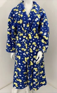 Vintage XL Interference Polar Fleece Dressing Gown Robe Pockets Belt Rubber Duck - Picture 1 of 17
