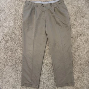 Roundtree & Yorke Anzughose Herren 44x34 Khaki Hose Plissee Bündchenhose - Bild 1 von 10