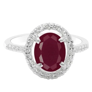2.40Ct Natural Burmese Red Ruby IGI Certified Diamond Ring In 14KT White Gold - Picture 1 of 4