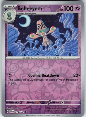 Pokemon Beheeyem 074/162 SV05: Temporal Forces NM Reverse Holo card - Image 1 of 2