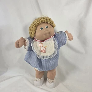 Vintage Cabbage Patch Kinder Puppe Coleco 15A KT Etikett blau Kleid Spielzeug 1980er Plüsch - Bild 1 von 12