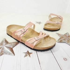 Birkenstock Birki's Grenada Rose Gold Sandals Metallic Strappy Rhinestones 8 NEW - Picture 1 of 7