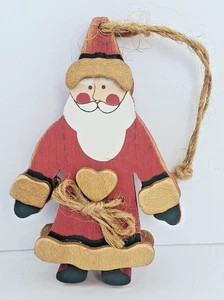VTG Handmade Wooden Santa Ornament with Rustic Look Country Folk Art - Picture 1 of 4