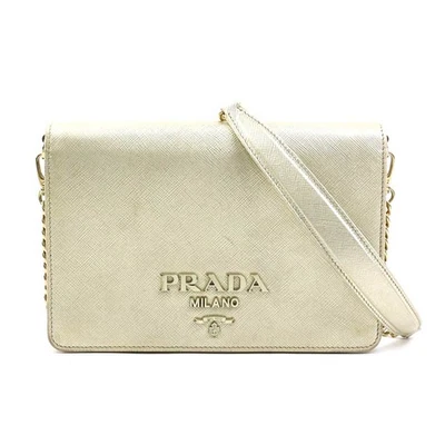 Borsa a tracolla originale PRADA catena portafoglio oro pelle/metallo - e61055a - Immagine 1 di 4