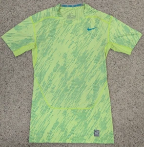 Nike Pro Combat Shirt Mens Large Yellow Compression Dri-Fit Gym Training Stretch - Picture 1 of 8