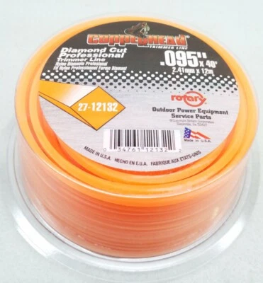 12132 Rotary Orange Nylon Diamond Cut Trimmer Line .095"x40' Loop - Image 1 of 3