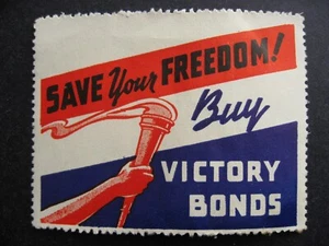 Canada WWII Buy Victory Bonds label used Save your Freedom logo - Picture 1 of 2