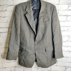 Jos A Bank 40R Executive Collection Brown Houndstooth Wool Sport Coat Blazer - Picture 1 of 7