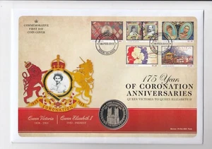 175 AÑOS DE CORONACIÓN ANN 2013 cocina Islas cubierta de moneda + £2 Moneda del Océano Índico - Imagen 1 de 1