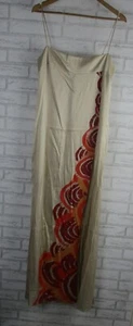 Little Joe Gail Elliott womens maxi dress silk beige print strappy - Picture 1 of 9