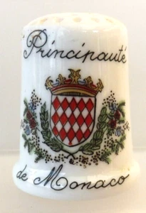 DE A COUDRE DE COLLECTION THIMBLE PORCELAINE PRINCIPAUTE DE MONACO BLASON - Imagen 1 de 1