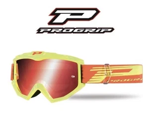 PRO GRIP ATZAKI GOGGLES FLO YELLOW with MIRRORED LENS MX ENDURO OFF ROAD - Picture 1 of 1