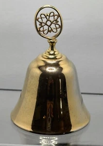 Vintage Brass Bell with a Flower Design on the Handle Size 3" X 2" It Sound Nice - Picture 1 of 3