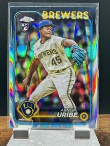 2024 Topps cromo Abner Uribe #276 Raywave refractor plateado Rookie Brewers SP - Imagen 1 de 2