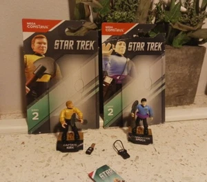 New Mega Construx Heroes Star Trek Lot of 2 Capt Kirk & Comm. Spock Figures - Picture 1 of 4