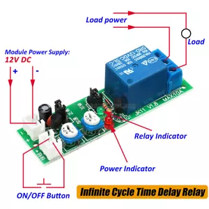 DC 12V Infinite Cycle Delay Timer Timing Switch 60min Relay ON OFF Loop Module - Bild 1 von 5