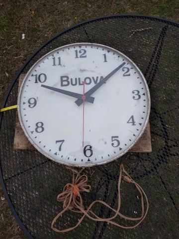 Vintage Large Bulova Lighted Wall Industrial Clock 20 inches Cover