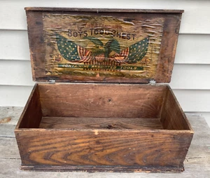 Antique Vintage The Standard Boys Tool Chest Dovetail Wooden Box Price Bros - Picture 1 of 21
