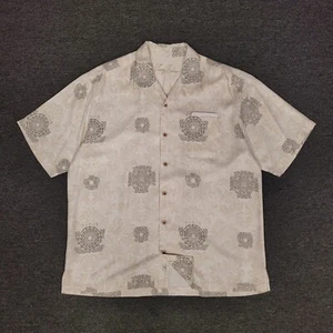 Tommy Bahama hawaiianisches Shirt aufknopfleiste Herren XL 100 % Seide Elfenbein - Bild 1 von 6