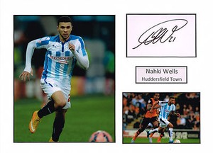 Nahki WELLS SIGNED Autograph 16x12 Card Mount AFTAL COA Huddersfield Town