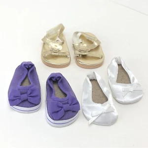 Our Generation OG BATTAT 18" Doll Shoe Lot 3 Pairs Gold Sandals Slipper Flats - Picture 1 of 13