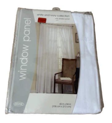 42"x84" White Cotton One Window Panel with Embroidered Floral Motif, NOS, 2002 - Image 1 of 4