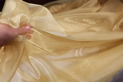 Gold Crystal Sheer Organza Fabric By the Yard 901 - Image 1 of 4