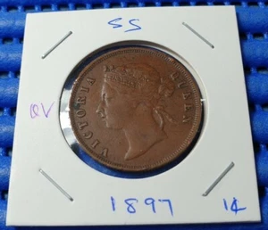 1897 Straits Settlements Queen Victoria One Cent Coin - Picture 1 of 2