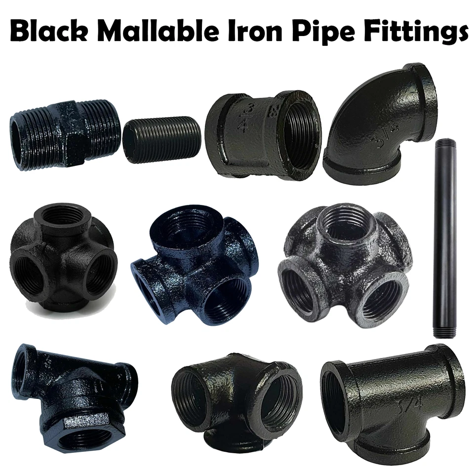 3/4 Galvanised Malleable Iron Fittings BSP Galv Pipe Fitting BLACK Painted - Image 1 of 1