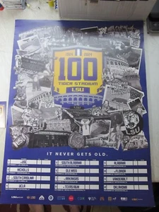 2024 LSU TIGERS FOOTBALL SCHEDULE POSTER & POCKET SCHED 100 YEARS TIGER STADIUM - Picture 1 of 4