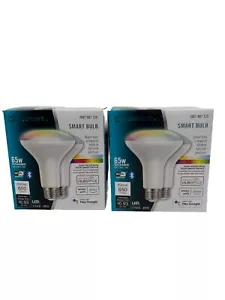 (4 BULBS) EcoSmart Smart Light Bulb 65w BR30 LED Wifi/Bluetooth Alexa Google - Picture 1 of 3