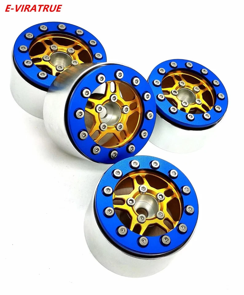 E-VIRATRUE 1.9''Aluminum Bead Lock Wheel For TRX4/TRX6/SCX10 Gold 4pcs - Image 1 of 1